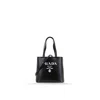 Prada Logo Leather Tote Bag In Black