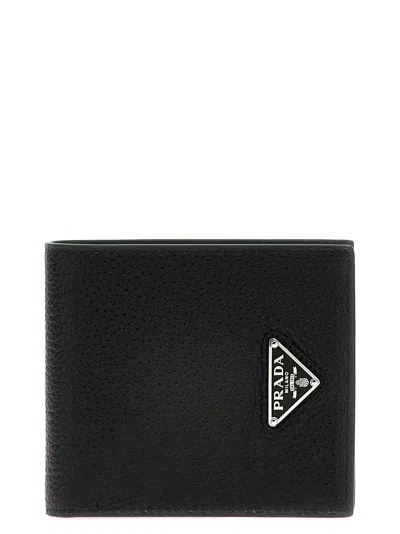 Prada Logo Leather Wallet Wallets And Card Holders Black