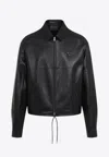 Prada Leather Zipper Jacket Clothing In Black