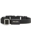 Prada Elasticized Bracelet With Side-release Buckle In Black