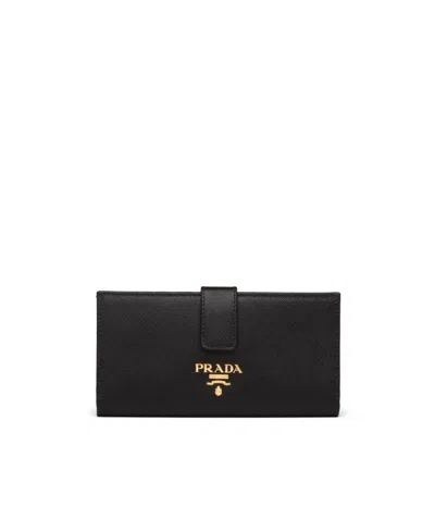 Prada Large Saffiano Leather Bifold Wallet In Black