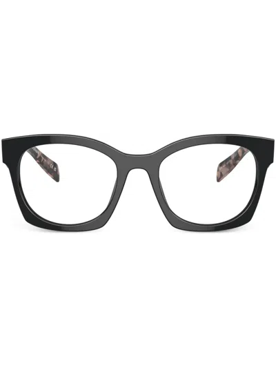 Prada Logo-lettering D-frame Glasses In Black