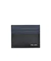 Prada Black Colour-block Leather Card Holder In Black