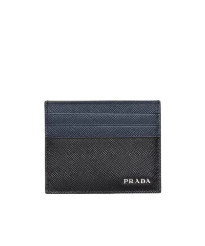 Prada Logo-lettering Leather Cardholder In Black