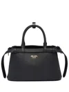 Prada Logo-lettering Leather Tote Bag In Black