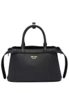 Prada Buckle Small Leather Bag With Double Belt In Black