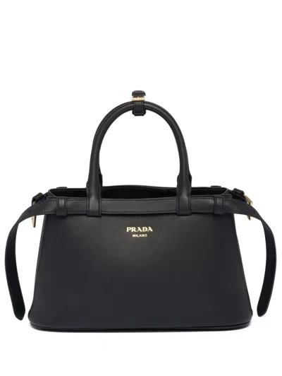 PRADA PRADA LOGO-LETTERING LEATHER TOTE BAG