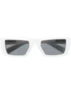 Prada Logo-lettering Rectangle-frame Glasses In White