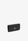 Prada Womens Black Brand-plaque Large Saffiano Leather Wallet In Black