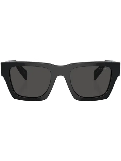 Prada Logo-lettering Square Sunglasses In Black