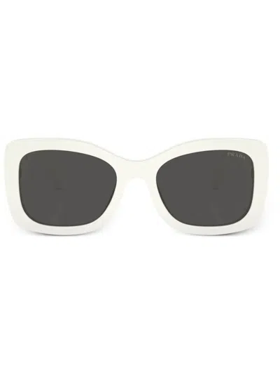 Prada Logo-lettering Square Sunglasses In Weiss