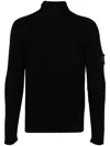 Prada High-neck Ribbed Wool Sweater In Black