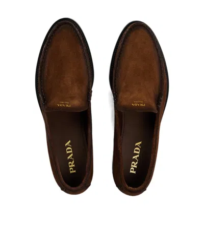 Prada Logo Loafer Ld54 In Brown