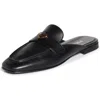 Prada Triangle Logo Leather Flat Mules In Black