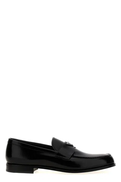Prada Logo Loafers In Black