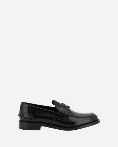 Prada Women Brushed Leather Loafers In Black