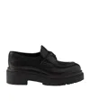 Prada Chocolate Black Brushed Leather Moccasin Women In Black