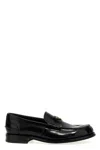 Prada Triangular Plaque Loafers In Black