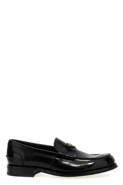 Prada Logo Loafers In Black