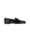Prada Leather Loafers With Round Toe And Sole In Black