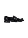 Prada Shiny Round Toe Loafers In Black