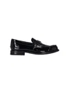 Prada Shiny Round Toe Loafers In Black