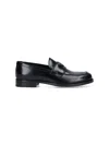 Prada Classic Round Toe Leather Loafers With Low Block Heel In Black  