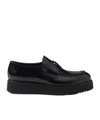Prada Men Mocassini Platform In Pelle Spazzolata In Black