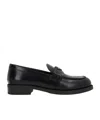 Prada Logo-plaque Leather Loafers In Black