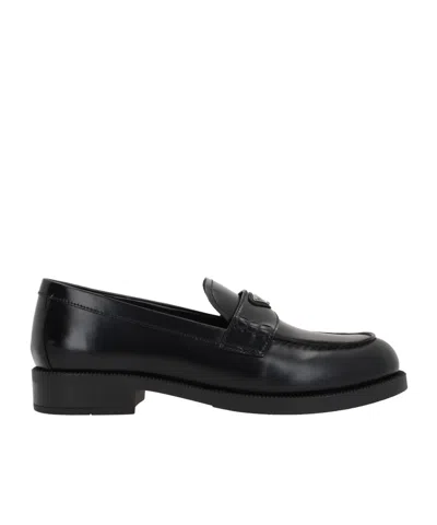 Prada Logo Loafers In Black
