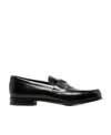 Prada Triangular Plaque Loafers In Black