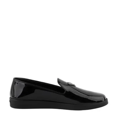 Prada Logo Loafers In Black