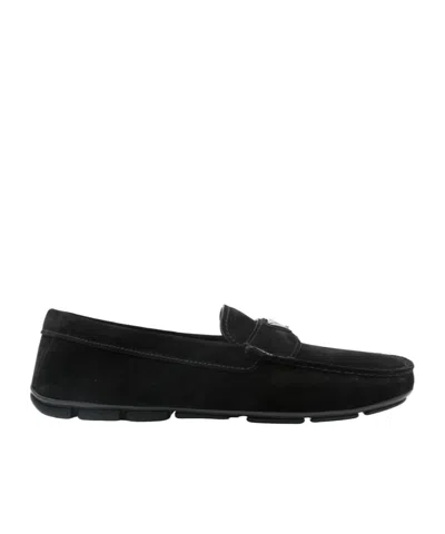 PRADA PRADA TRIANGLE-LOGO SLIP-ON LOAFERS