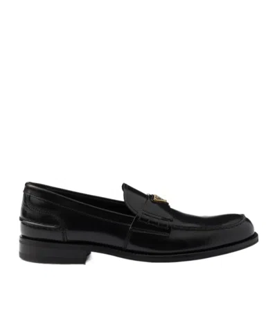 Prada Logo Loafers In Black