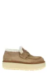 Prada Brown Suede Loafer Boots In Brown