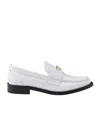 Prada Calf Leather White Loafers With Logo Embellishment In White