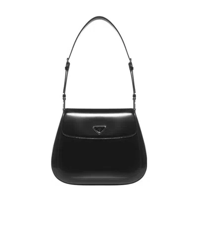 Prada Logo Logo Shoulder Bag In Black