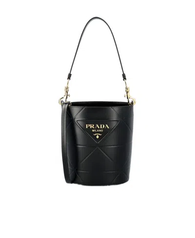 Prada Logo Logo Shoulder Bag In Black