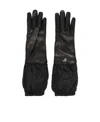 Prada Wrist Elasticated Leather Palm Gloves In Black