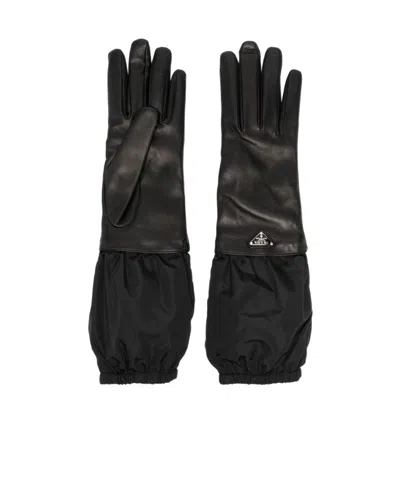 PRADA LOGO LONG-SLEEVED GLOVES
