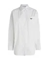 Prada Womens White Logo-plaque Long-sleeve Cotton Shirt In White