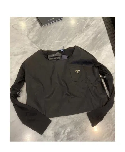 Prada Logo Long-sleeved T-shirt In Black