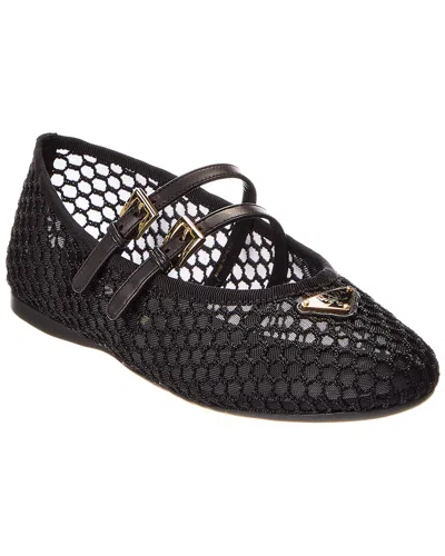 Prada Black Mesh Ballerina With Triangle Logo