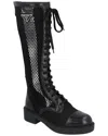 PRADA PRADA LOGO MESH & LEATHER KNEE-HIGH BOOT