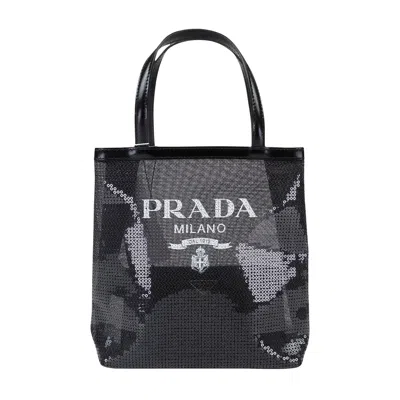 Pre-owned Prada Logo Mesh Tote Bag 'black'