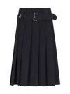 Prada Knee Length A-line Skirt With Belted Waist In Black