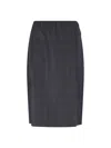 Prada Logo Midi Skirt In Gray