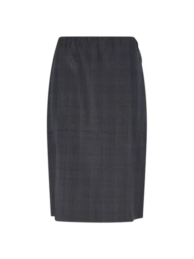 Prada Logo Midi Skirt In Black