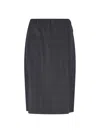 Prada Fantasia 130s Plaid Midi Skirt In Gray