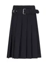Prada Knee Length A-line Skirt With Belted Waist In Black